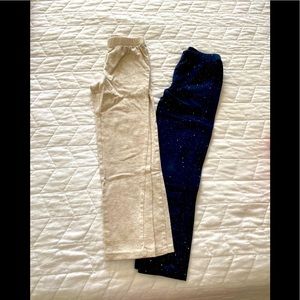 Gap glitter leggings (2) navy & beige xs 4-5 NWOT